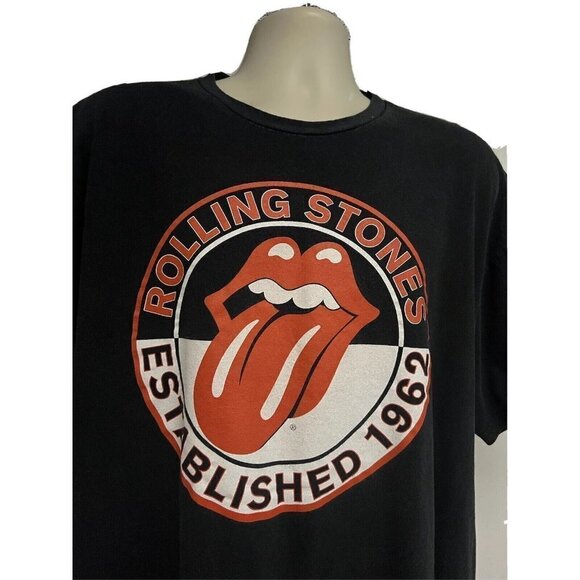 Rolling Stones Mens Black Graphic T-Shirt 2XL Stretch Music Logo Rock N Roll - Picture 4 of 6
